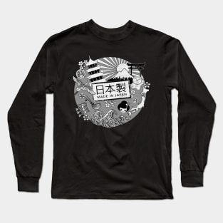 Japan Symbols Retro Great Wave Pagoda Geisha Fuji Sakura Japanese Art 621 Long Sleeve T-Shirt